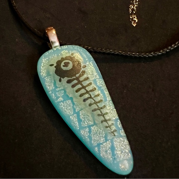 Artisan Jewelry - Art Nouveau Pendant Dichroic Glass Charles Rennie Mackintosh Necklace
